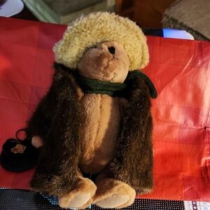 Plush Bear with Fur Coat and Hat